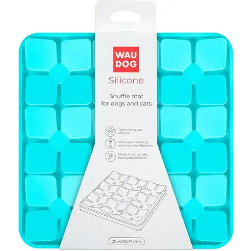 Коврик для поиска корма Waudog Silicone 205х205х17 мм голубой