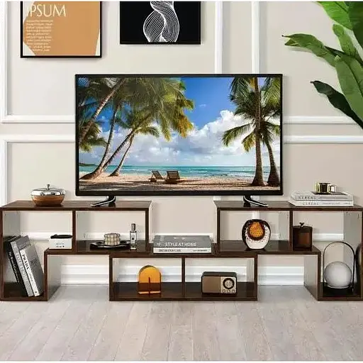 Тумба под телевизор Costway Kotek с полками коричневый - фото 4