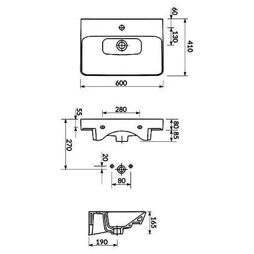 Тумба для ванної кімнати Cersanit Lara Cet В388 з раковиною Mille Slim 60 см Горіх S801-360 30412 - фото 5