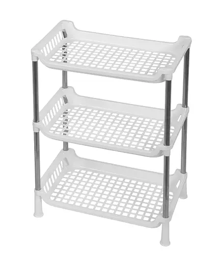 Этажерка пластиковая 3 яруса белая 27.5 х 17 х 39 см - фото 1