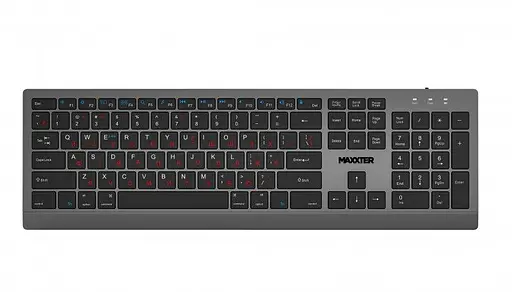 Клавиатура беспроводная Maxxter KBW-01G-UA, черный/Grey, USB 2.4GHz, 104 кнопки, аккумулятор 400 mAh - фото 1