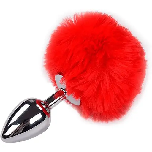 Металева анальна пробка Alive Fluffy Кролячий хвостик Plug M