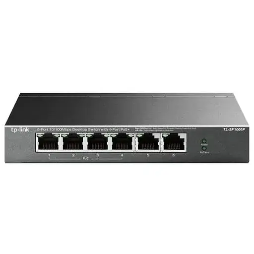 Коммутатор TP-LINK TL-SF1006P, Black, 6-портовый, 10/100 Мбит/с, 4xPoE+, IEEE 802.3af/at
