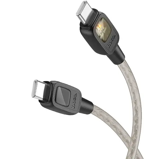 Дата кабель Hoco U124 Stone silicone power-off 60W Type-C to Type-C (1.2m) Black - фото 2