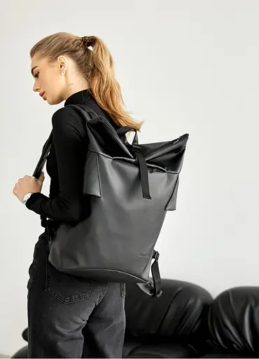 Жіночий рюкзак ролл Sambag RollTop Double чорний 41 х 27 х 18 см (24330001) - фото 7
