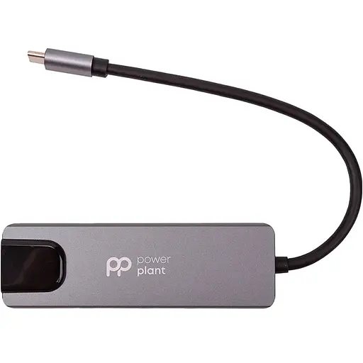 Переходник PowerPlant Type-C – 2xUSB 3.0, Type-C USB 3.1, Gigabit Ethernet