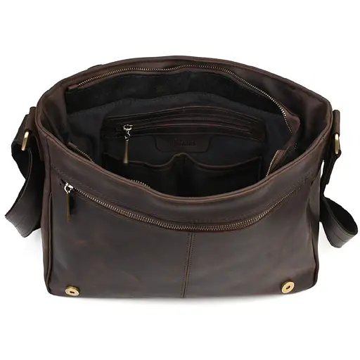 Большая мужская сумка-почтальон из натуральной кожи TARWA 27х37х10 см sum0028362 - фото 2