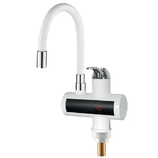 Проточный водонагреватель Zerix ELW21-EF-white 3,3 kW с индикатором температуры силиконовый излив ZX5858 - фото 1