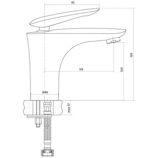 Змішувач для умивальника Cersanit Mayo S951-144 з донним клапаном Хром 30412 - фото 2