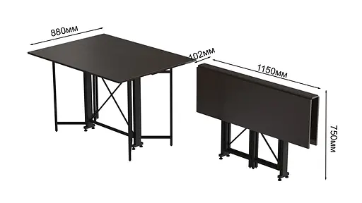 Стіл-книга трансформер Спайдер Ferrum-decor 750x1150x880 Чорний метал ДСП Венге Магія 16 мм (FRD-105632) - фото 6