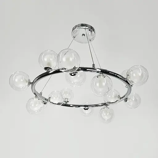 Кольцевая люстра в хромированном корпусе с 15 двойными плафонами Ø 75 см | Ст. SG 48/15 CH+CL | Line F - фото 1