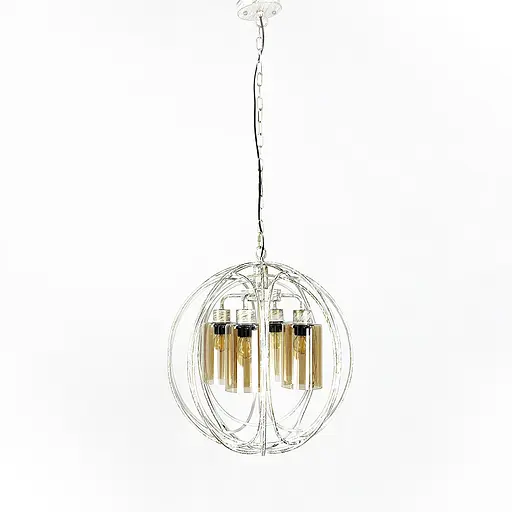 Люстра Лофт у білому з позолотою корпусі форми плетена сфера Line.F 12575/4 - фото 1