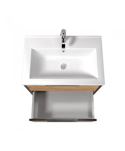 Тумба Мойдодир Line Craft 70 з умивальником Cosmo 70 дуб крафт/Чорний - фото 4