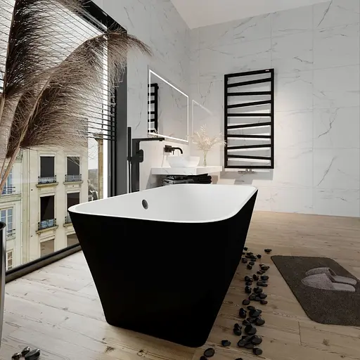 Ванна отдельностоящая глянцевая Amdcon Atlant 170x75 черная из литого камня ATLANT_170_BLACK_HL Черный - фото 4