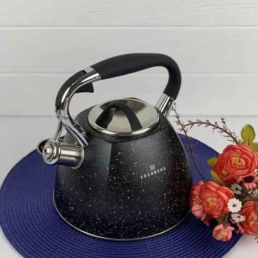 Чайник Edenberg EB-1981 со свистком нержавеющая сталь с мраморным покрытием 3 л черный - фото 2