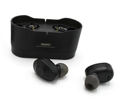 Бездротова Bluetooth стерео гарнітура Remax TWS-22 з кейсом Чорний - фото 2