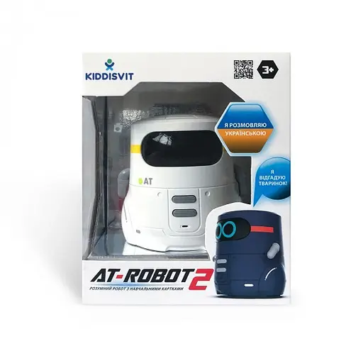 Робот розумний із сенсорним керуванням та навчальними картками, AT-ROBOT 2, білий, озвучення українською