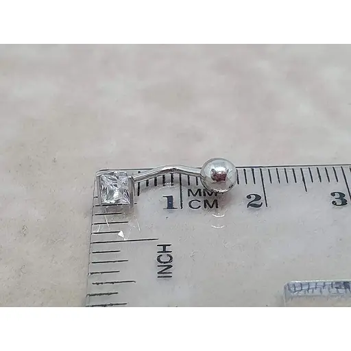 Серебряная серьга для пирсинга пупка Umax с фианитом. 7014U - фото 3