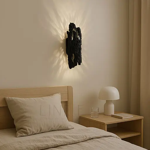 Оригінальне бра у вигляді кори дерева чорного кольору 34х10 см Арт. WS051/2 BK Line F - фото 6