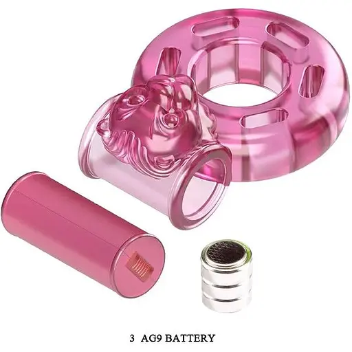 Эрекционное кольцо Lybaile с вибрацией Ring, BI-010084A, Розовый - фото 7