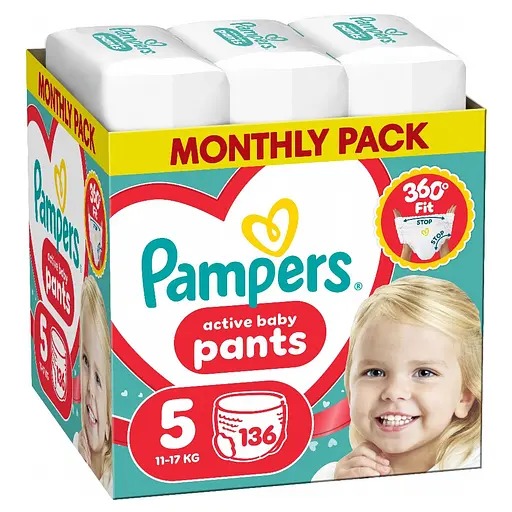 Подгузники-трусики Pampers Active Baby Pants Размер 5 (11-17 кг) 136 шт. - фото 1