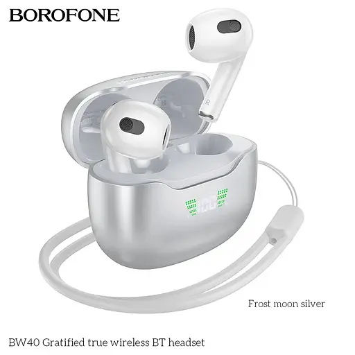 Наушники Borofone BW40 Gratified true wireless BT headset Frost Moon Silver - фото 2