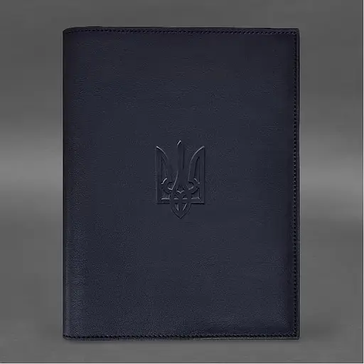 Кожаная обложка BlankNote Standart с Трезубцем для нотариального реестра темно-синий - фото 2