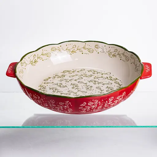 Форма для запікання Vintage Ø30 (см) кругла форма для випікання в духовці з ручками Червоний Yiwu HM04-08 - фото 2