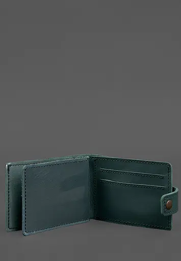 Кожаная обложка-портмоне для удостоверения участника боевых действий (УБД картонный документ) Зеленая - фото 4