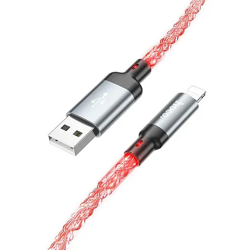 Кабель Hoco Lightning Shine charging data cable U112 1 м, 2.4A - фото 1