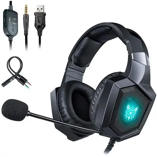 Проводная игровая гарнитура Onikuma Gaming K8, USB, 3.5mm, 2.2m, LED black