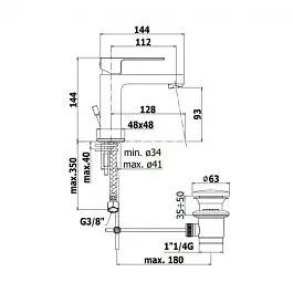 Смеситель для раковины Paffoni Elle с донным клапаном black matt EL075NO, Черный матовый - фото 6