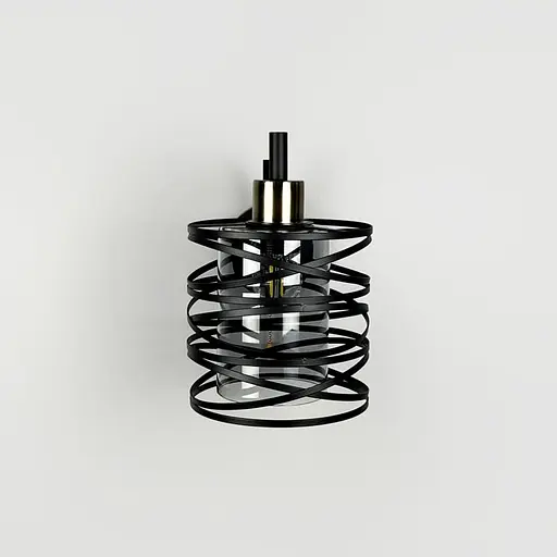 Чорне металеве бра Лофт у корпусі 25х16 см з плафоном Line F Арт. 8190/1W BK+GR - фото 5