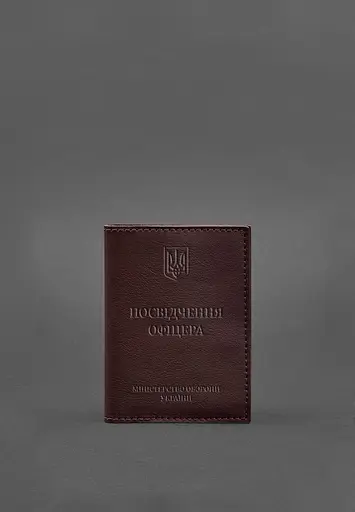 Кожаная обложка для удостоверения офицера 9.0 бордовая - фото 3