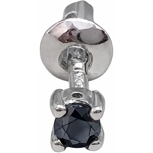 Серебряная моносерьга пуссета с фианитом. 3003.10С Чорный - фото 1