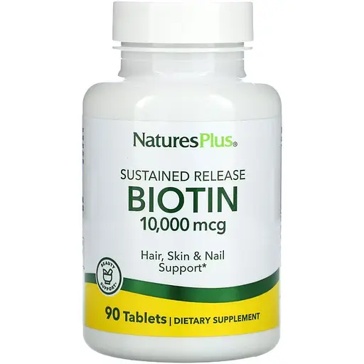 Вітаміни та мінерали Natures Plus Biotin 10000 мкг 90 таблеток