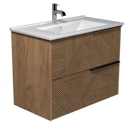 Тумба Мойдодир Cubic 80-A з умивальником Su-80 дуб обпалений - фото 1