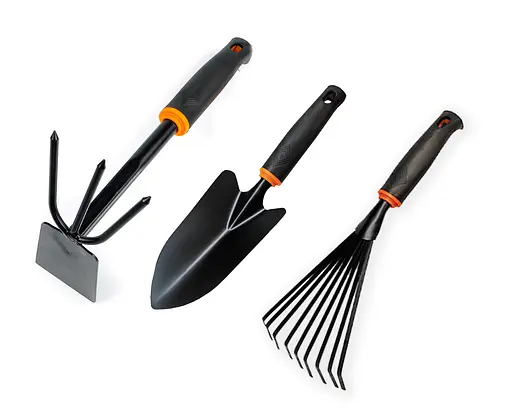 Набір садових інструментів Polax лопатка садова, мотика та граблі віялові (770-28) - фото 1