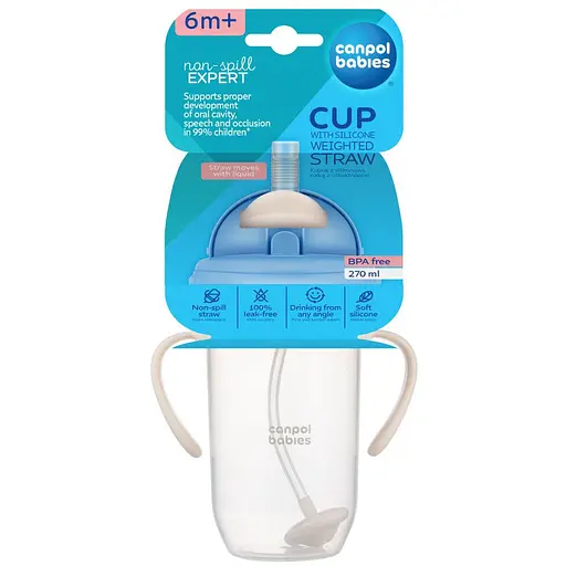 Кружка непроливайка Canpol babies з трубочкою та обтяжувачем 270 мл кремова (56/623_cre) - фото 5