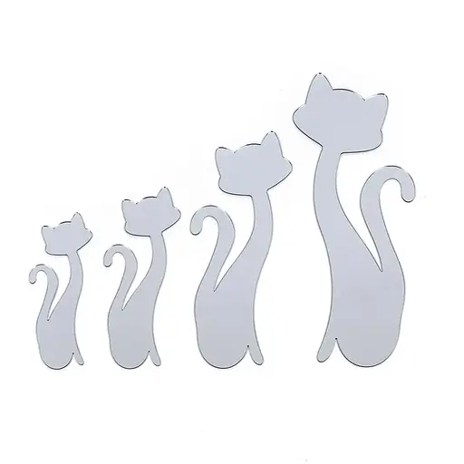 Дзеркальний декор Wall Sticker SW-00002494 акриловий самоклеючий Котики 4 шт. срібло - фото 1