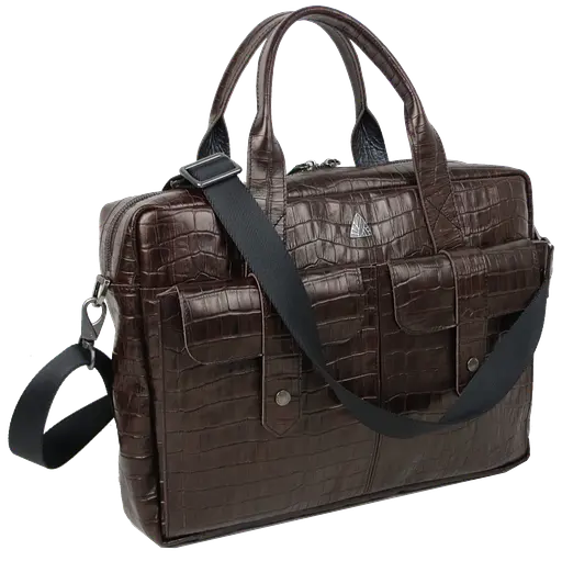 Мужская кожаная сумка Mykhail Ikhtyar под крокодила коричневая sum0028878 - фото 3