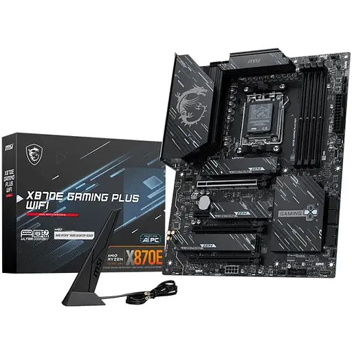 Материнская плата MSI AM5 X870E Gaming PLUS WIFI, X870E, 4xDDR5, Int.Video (CPU), 4xSATA3, 3xM.2, 1xPCI-E 5.0 x16, 1xPCI-E 4.0 x16, 1xPCI-E 3.0 x16, 1xPCI-E 3.0 x1, ALC897, 8126-VB, WiFi 7, Bluetooth 5.4, 8xUSB 3.2 / 10xUSB 2.0, HDMI/Type-C, ATX - фото 2