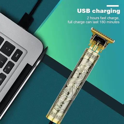 Чоловічий акумуляторний триммер 3 в 1 Daling DL-1505 для бороди вусів 5Вт машинка для стрижки T-лезо Золото - фото 3