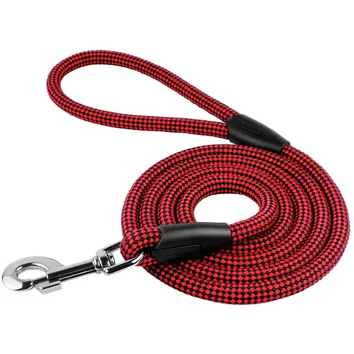 Поводок для собак Barksi Active 183х1.2 см из альпинистского шнура черно-красный - фото 1