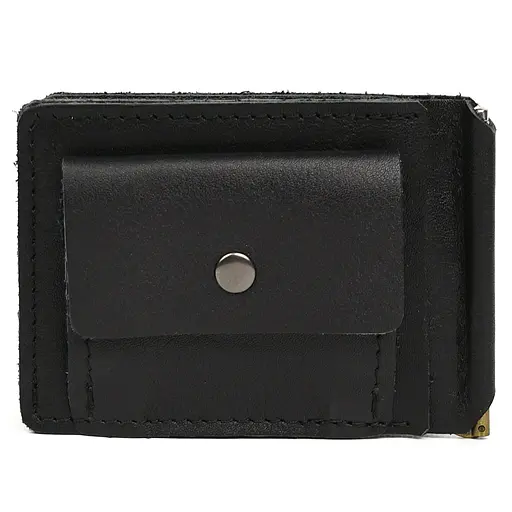 Зажим с монетницей кожаный черный Наппа Tarwa 11.5х8х1 см acs0032187 - фото 1