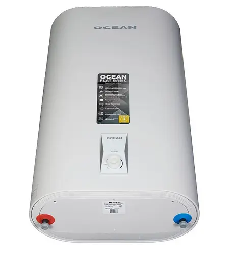 Водонагреватель Ocean FLAT BASIC 100 Л, 2 кВт, мокрый ТЭН, вертикальный, прямоугольный, белый (RZB100M ET+WT) - фото 3