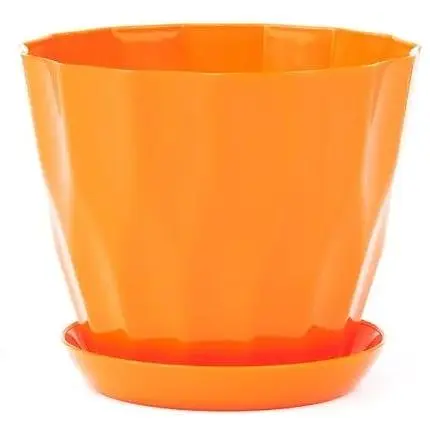 Горщик для квітів Карат 160mm з підставкою помаранчевий