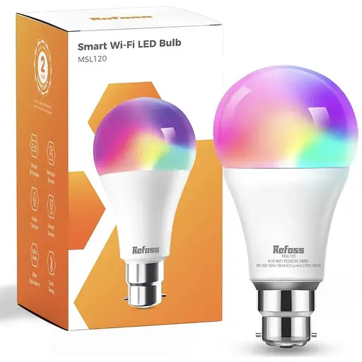 Світлодіодна лампа Refoss Smart WiFi B22, 9 Вт, зміна кольору, 810LM, затемнення, 1 шт.