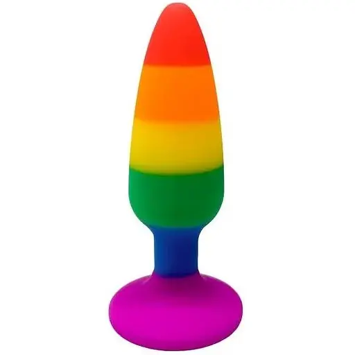 Силиконовая анальная пробка Wooomy Hiperloo silicone Rainbow Plug S - фото 2