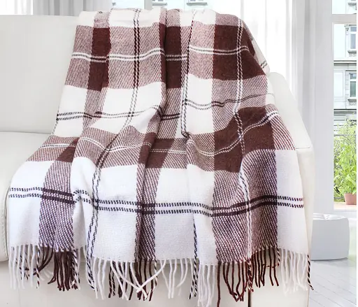 Плед вовняний Vladi Ельф 170х210 теракот-коричнево-білий - фото 1